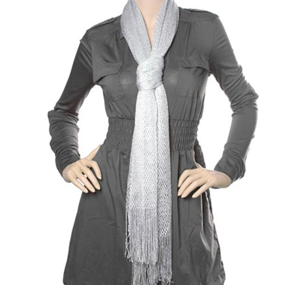 White / 100% Rayon / Net Metallic Scarf: Maple Lea - Picture 1 of 1